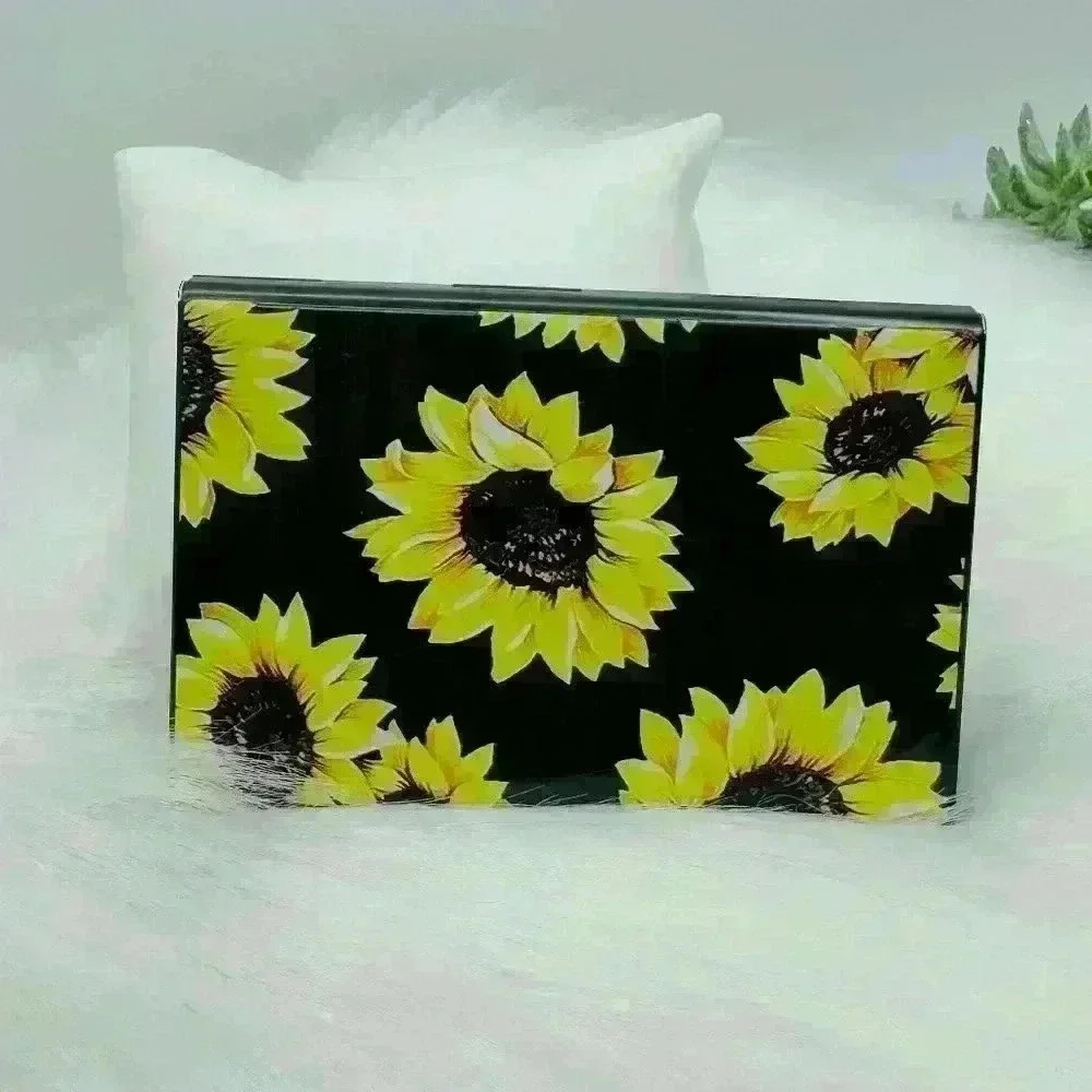Sun flowers Metal Card Case in Black Base